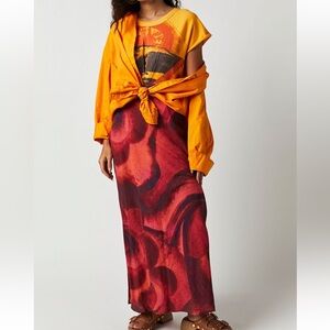 Free People Orange and Red Maxi Dress